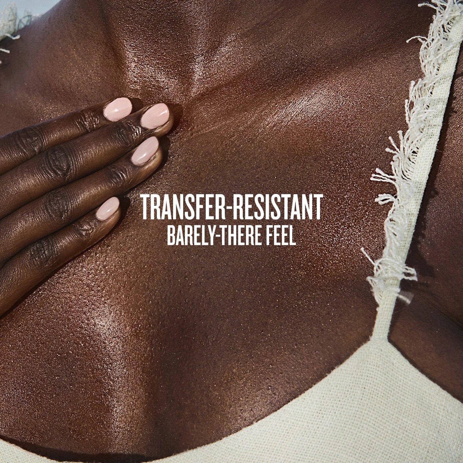Text on image reads transfer-resistant barely-there feel