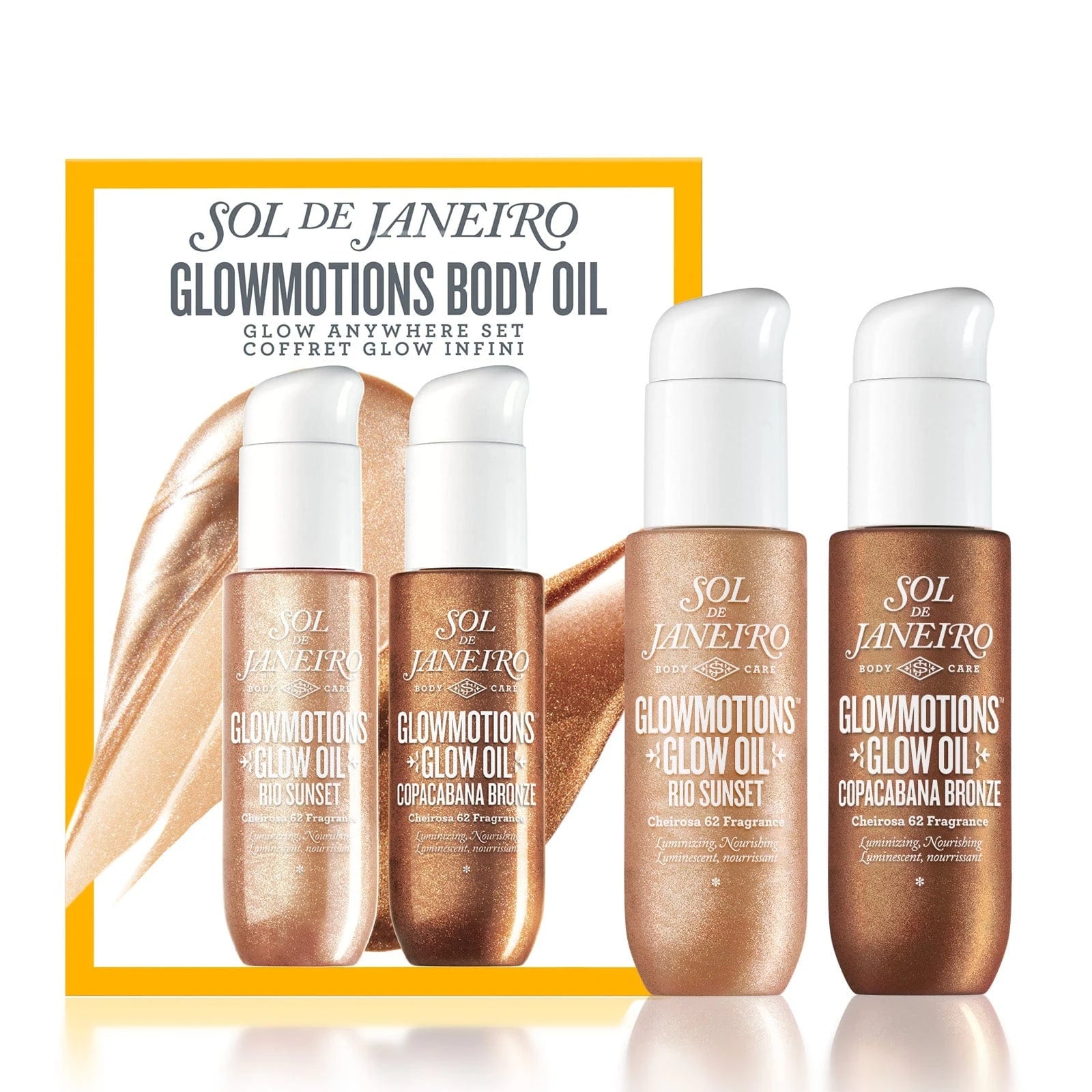 Sol de janeiro glow anywhere set limited edition glowmotions rio sunset and copacabana bronze shades in 30ml