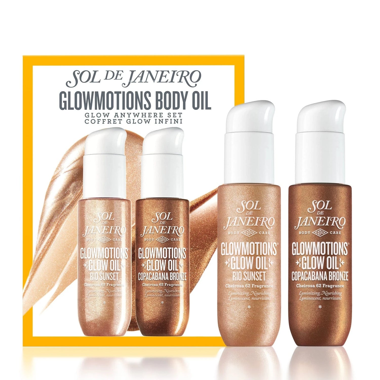 Sol de janeiro glow anywhere set limited edition glowmotions rio sunset and copacabana bronze shades in 30ml